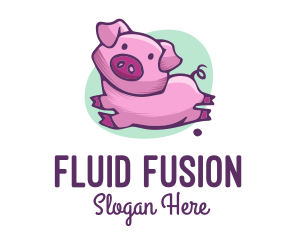 Cute Pink Pig logo design