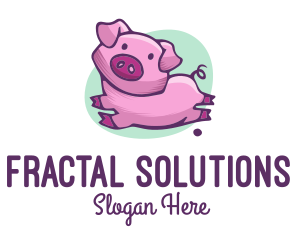 Cute Pink Pig logo design