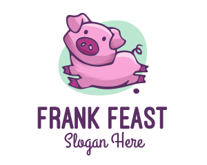 Cute Pink Pig logo design