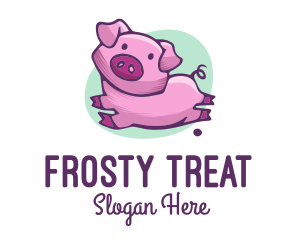 Cute Pink Pig logo design