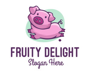 Cute Pink Pig logo design