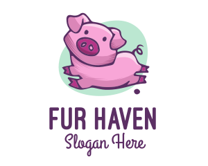 Cute Pink Pig logo design