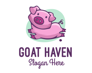 Cute Pink Pig logo design