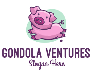 Cute Pink Pig logo design