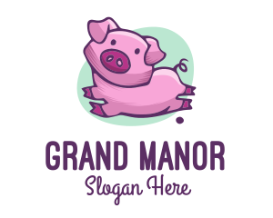 Cute Pink Pig logo design