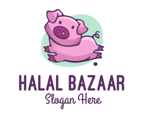 Cute Pink Pig logo design