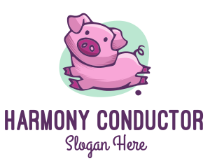 Cute Pink Pig logo design