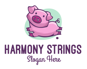 Cute Pink Pig logo design