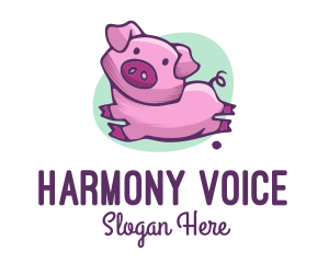 Cute Pink Pig logo design