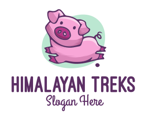 Cute Pink Pig logo design