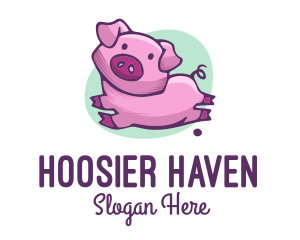 Cute Pink Pig logo design