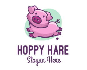 Cute Pink Pig logo design