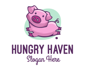 Cute Pink Pig logo design