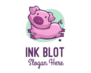 Cute Pink Pig logo design