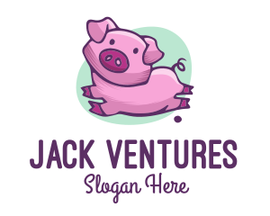 Cute Pink Pig logo design