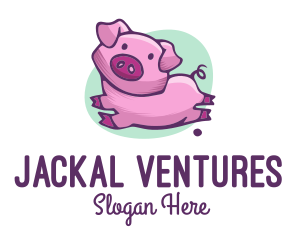 Cute Pink Pig logo design