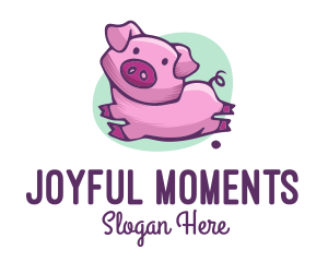 Cute Pink Pig logo design