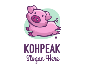 Cute Pink Pig logo design