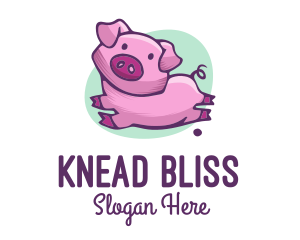 Cute Pink Pig logo design