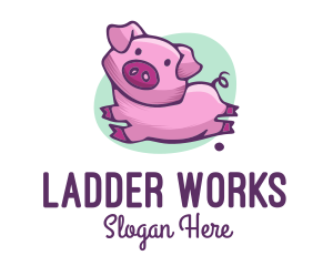 Cute Pink Pig logo design