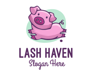 Cute Pink Pig logo design