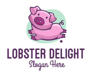 Cute Pink Pig logo design