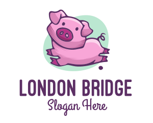 Cute Pink Pig logo design