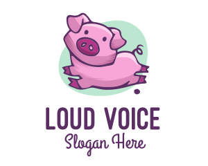 Cute Pink Pig logo design