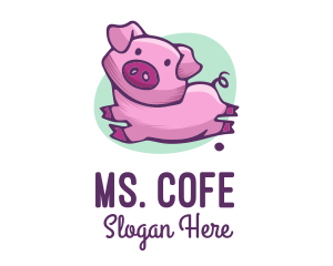 Cute Pink Pig logo design