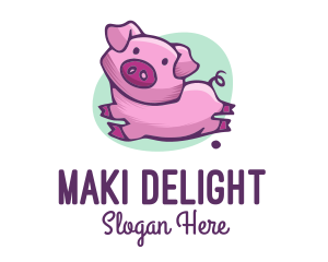 Cute Pink Pig logo design