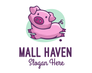 Cute Pink Pig logo design