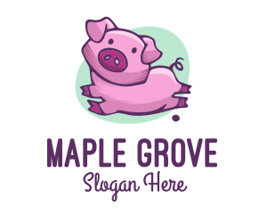 Cute Pink Pig logo design