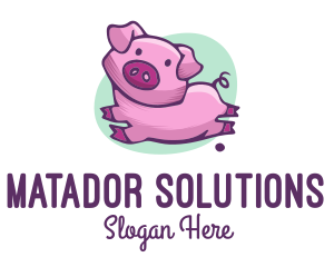 Cute Pink Pig logo design