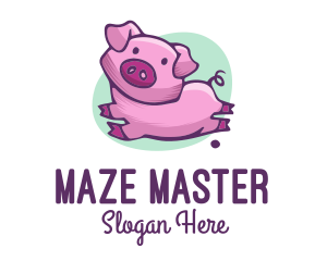 Cute Pink Pig logo design