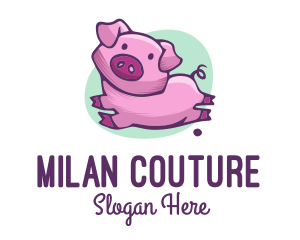 Cute Pink Pig logo design