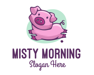 Cute Pink Pig logo design