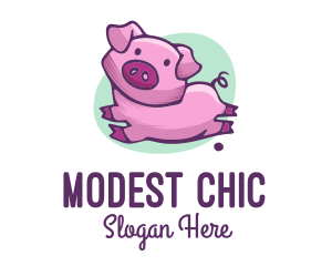 Cute Pink Pig logo design