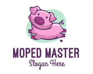 Cute Pink Pig logo design