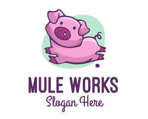 Cute Pink Pig logo design