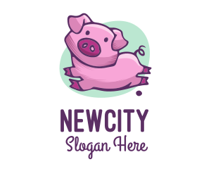 Cute Pink Pig logo design