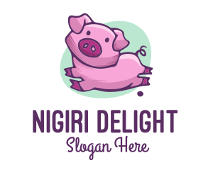 Cute Pink Pig logo design