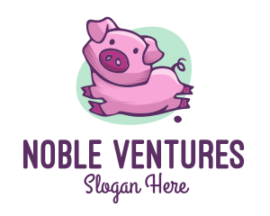 Cute Pink Pig logo design