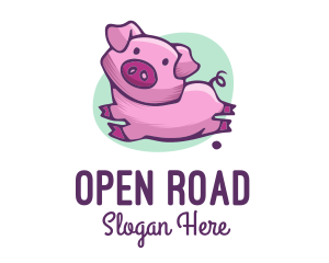 Cute Pink Pig logo design