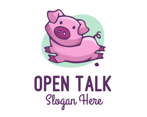 Cute Pink Pig logo design