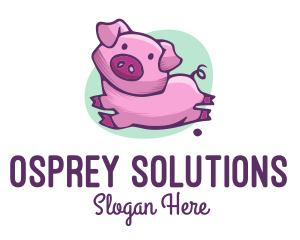 Cute Pink Pig logo design