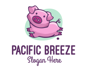 Cute Pink Pig logo design