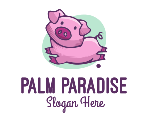 Cute Pink Pig logo design