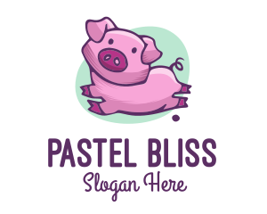 Cute Pink Pig logo design