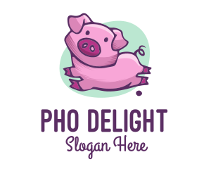 Cute Pink Pig logo design