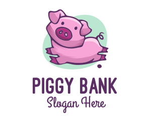 Cute Pink Pig logo design